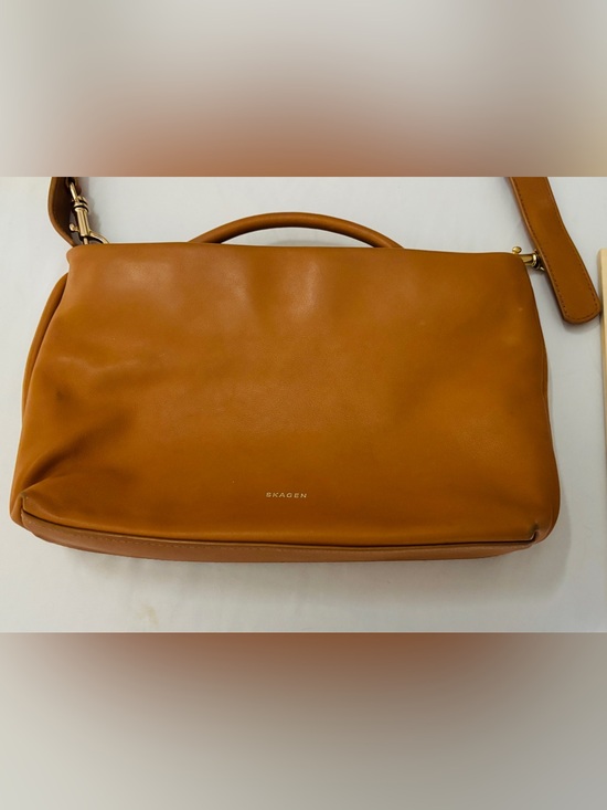 Skagen Handbags - Skagen Cognac Leather Crossbody Bag/Purse with Top Handle & Strap Beautiful